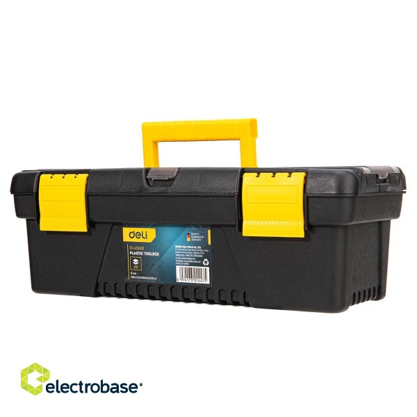 Plastic Tool Box Deli Tools EDL432412, 12'' (yellow) paveikslėlis 1