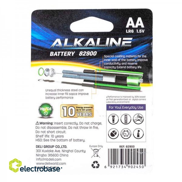 Alkaline batteries Deli  AA LR6 4+2 pcs image 4