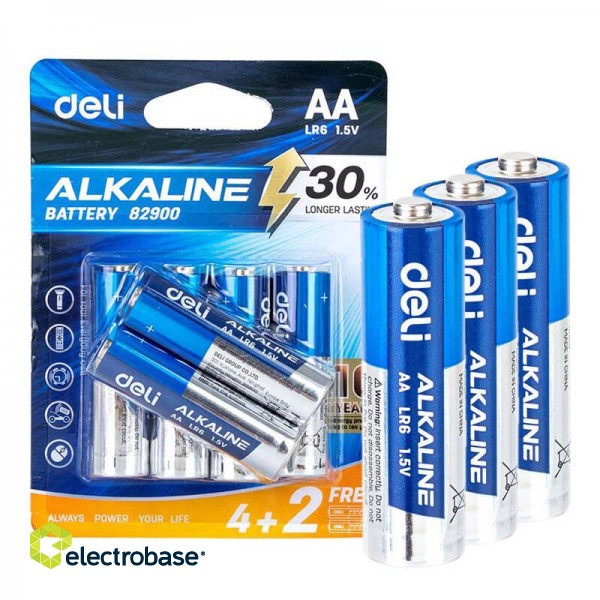 Alkaline batteries Deli  AA LR6 4+2 pcs image 5