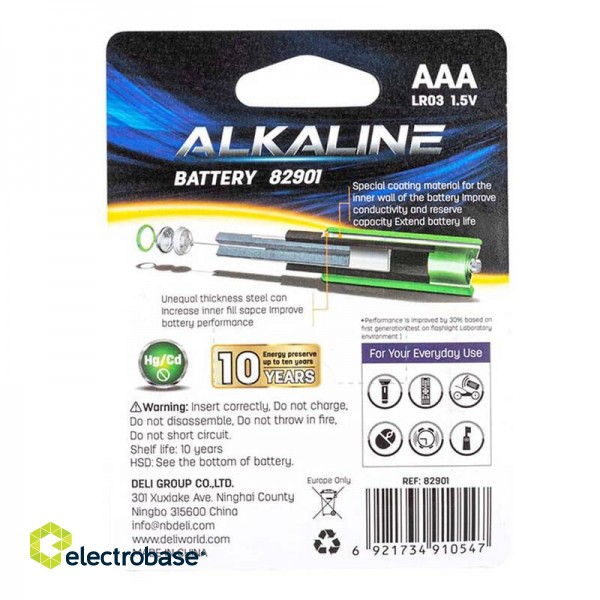 Alkaline batteries Deli  AAA LR03 4+2pcs image 4
