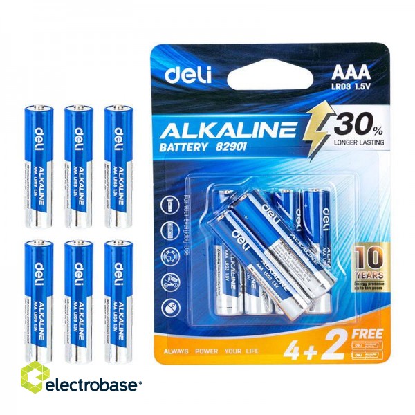 Alkaline batteries Deli  AAA LR03 4+2pcs image 5
