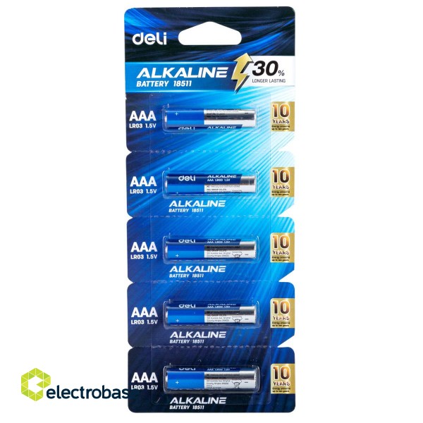 Deli Alkaline batteries AAA LR03 5pcs image 1