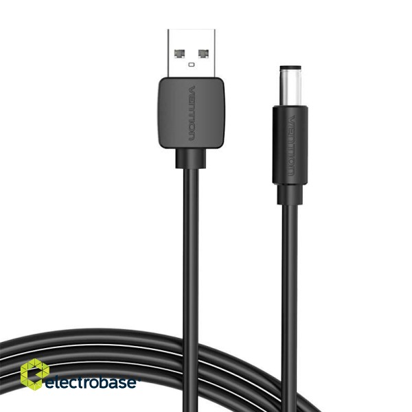 Power Cable USB 2.0 to DC 5.5mm Barrel Jack 5V Vention CEYBD 0,5m (black) image 1