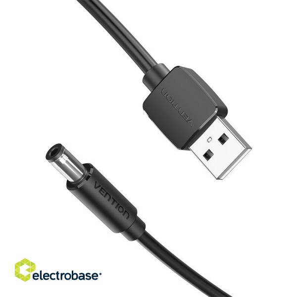 Power Cable USB 2.0 to DC 5.5mm Barrel Jack 5V Vention CEYBD 0,5m (black) paveikslėlis 3