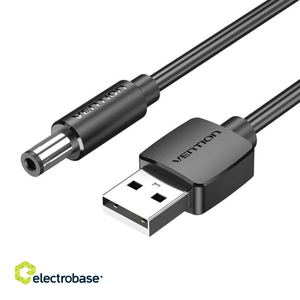 Power Cable USB 2.0 to DC 5.5mm Barrel Jack 5V Vention CEYBG 1,5m (black) paveikslėlis 4