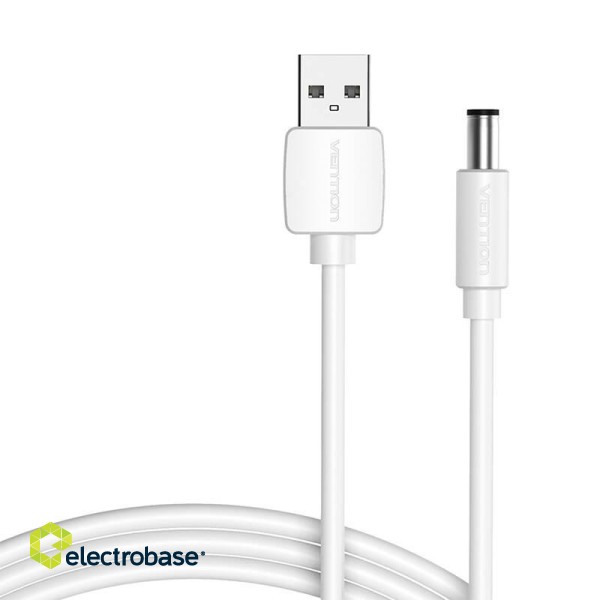 Power Cable USB 2.0 to DC 5.5mm Barrel Jack 5V Vention CEYWG 1,5m (white) фото 1