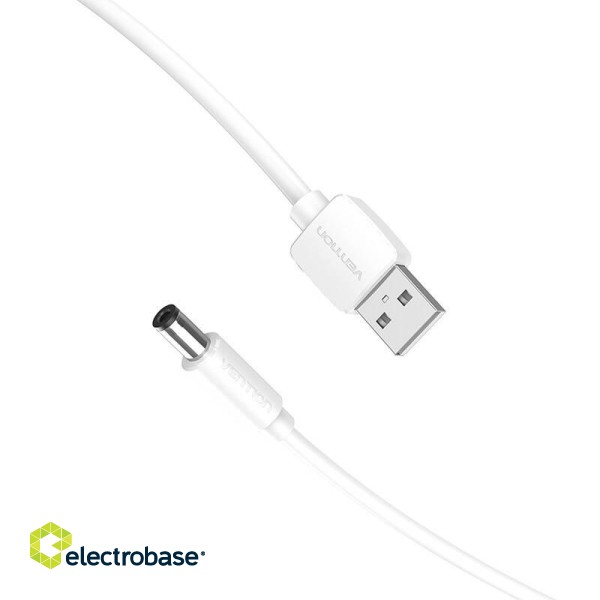 Power Cable USB 2.0 to DC 5.5mm Barrel Jack 5V Vention CEYWG 1,5m (white) фото 2