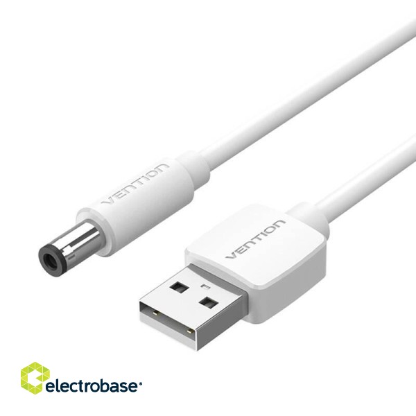 Power Cable USB 2.0 to DC 5.5mm Barrel Jack 5V Vention CEYWG 1,5m (white) image 3