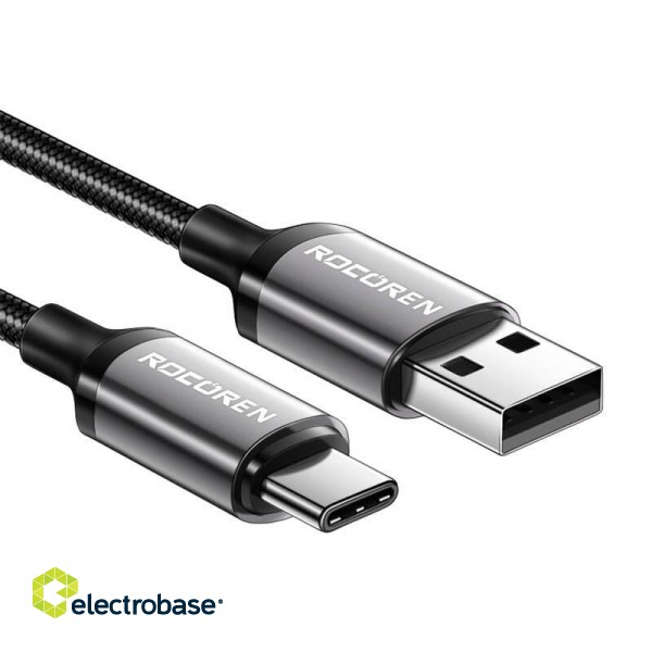 Fast Charging cable Rocoren USB-A to USB-C Retro Series 2m 3A (grey) paveikslėlis 2