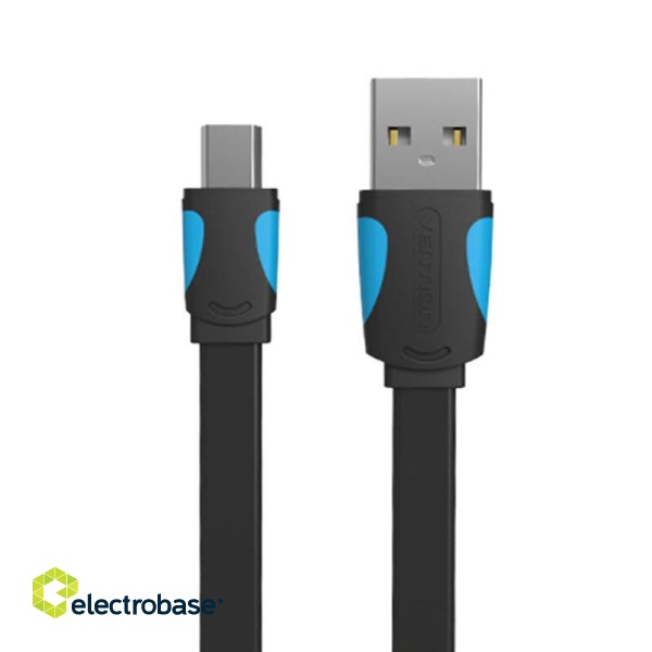 Płaski kabel USB 2.0 A do Mini 5 pinowy Vention VAS-A14-B050 2A 0,5m czarny image 1