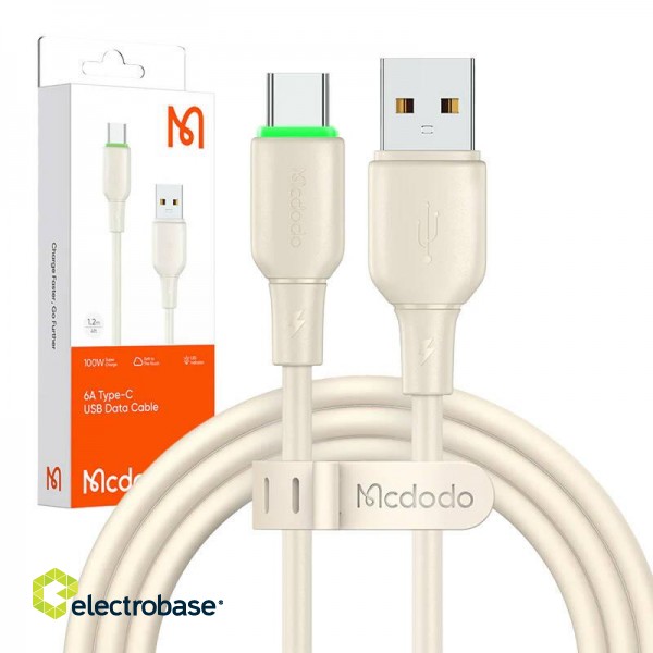 USB to USB-C Cable Mcdodo CA-4750 with LED light 1.2m (beige) фото 3