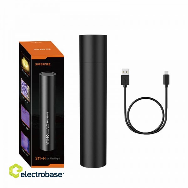 UV Flashlight Supfire S11-H, 365NM, USB paveikslėlis 1