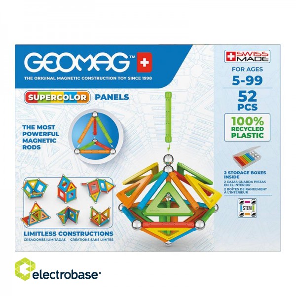Magnetic Supercolor Panel Recycled blocks 52 pieces GEOMAG GEO-378 image 6