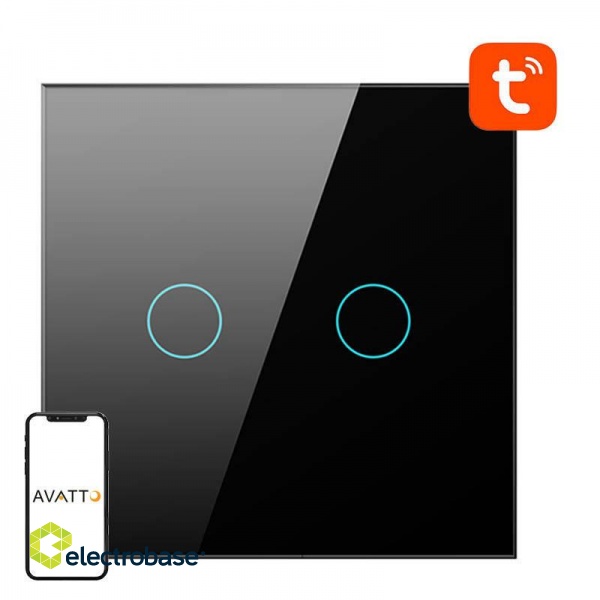 Smart Light Switch WiFi Avatto TS02-EU-B2 2 way (black) image 1