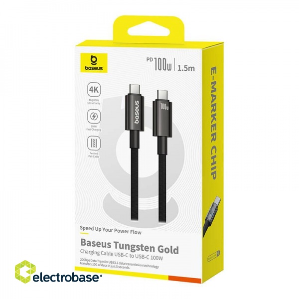 Baseus Cable USB Tungsten Gold USB-C to USB-C 100W 1,5m (black) paveikslėlis 7