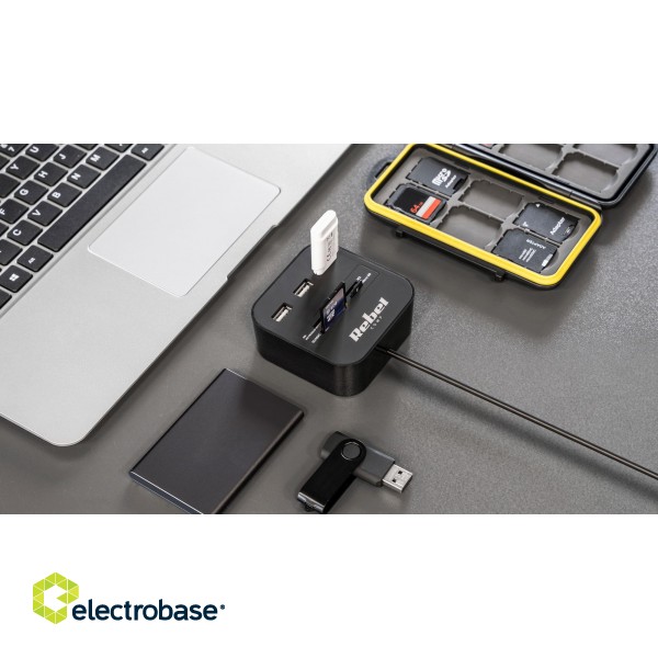 Laptops, notebooks, accessories // USB Hubs | USB Docking Station // HUB USB 2.0 3 portowy z czytnikiem kart pamięci paveikslėlis 4