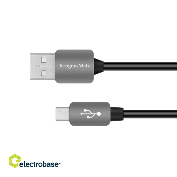 Planšetdatori un aksesuāri // USB Kabeļi // Kabel USB - micro USB wtyk-wtyk 1.0m Kruger&amp;Matz image 1