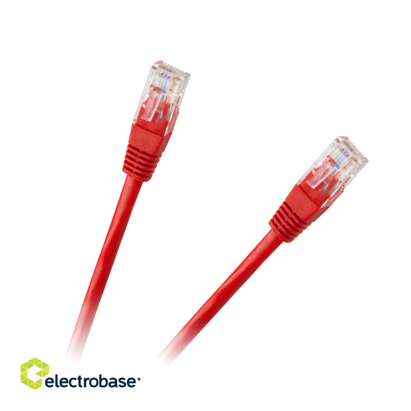 LAN tinklai // Komutaciniai - jungiamieji laidai // Patchcord kabel UTP 8c wtyk-wtyk 1.0m CCA czerwony  cat.6e