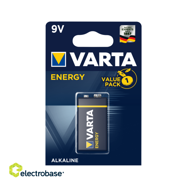 Baterijas, akumulatori, barošanas bloki un adapteri // Baterijas un lādētāji uz pasūtījumu // Bateria alkaliczna VARTA 9V ENERGY 1szt./bl.