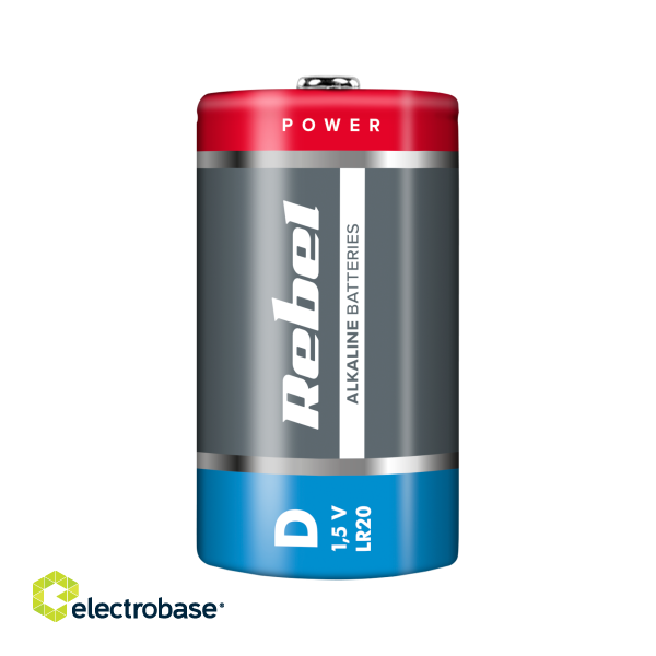Primary batteries, rechargable batteries and power supply // Batteries AA, AAA and other sizes, chargers for ordering // Baterie alkaliczne REBEL LR20 2szt/bl. image 2