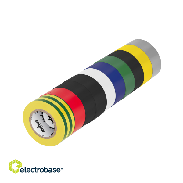 Insulating tapes and tapes // Insulating tapes // Komplet taśm izolacyjnych klejących REBEL (10 szt. - 0,13 mm x 19 mm x 10 yd) mix kolorów
