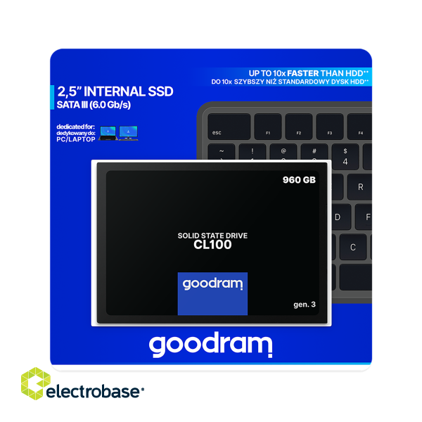 Tietokoneen komponentit // HDD/SSD-asennus // Dysk SSD Goodram 960 GB CL100 image 6