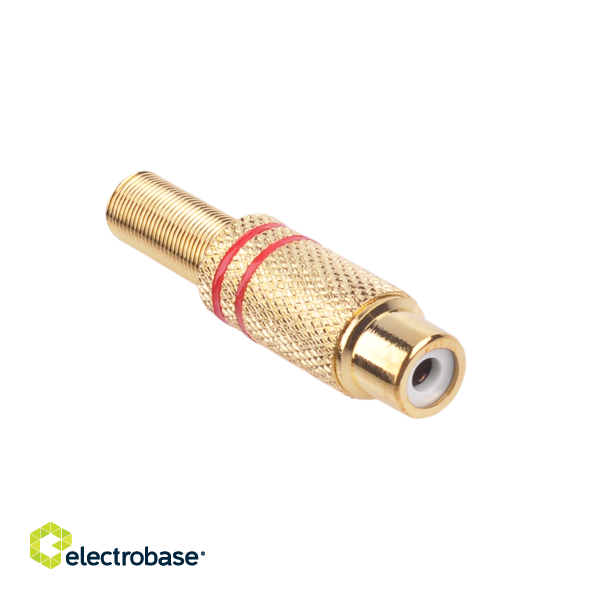Connectors // Different Audio, Video, Data connection plug and sockets // Gniazdo RCA złote 2 paski na kabel czerwone