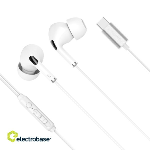 Headphones and Headsets // Headsets // Słuchawki dokanałowe z mikrofonem na USB-C Kruger&amp;Matz C1 białe image 1