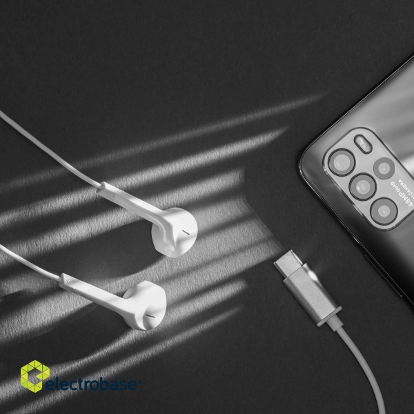 Audio and HiFi sistēmas // Austiņas ar mikrofonu // Słuchawki douszne z mikrofonem na USB-C Kruger&amp;Matz C2 białe image 4