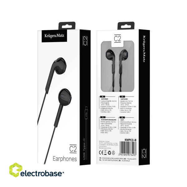 Headphones and Headsets // Headsets // Słuchawki douszne z mikrofonem na USB-C Kruger&amp;Matz C2 czarne image 3