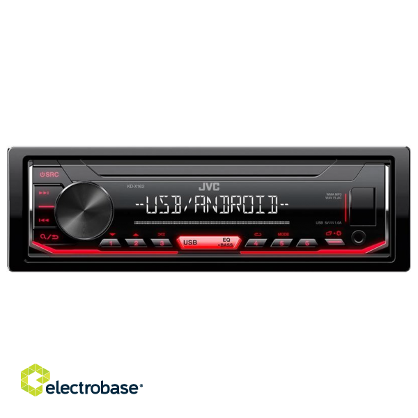 Auto un Moto preces, Auto Audio, Navigācija, CB Radio // Automašīnu radio un audio | Monitori // JVC KDX-162 Radio samochodowe USB RED image 1