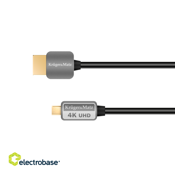 Koaksialinių kabelių sistemos // HDMI, DVI, AUDIO jungiamieji laidai ir priedai // Kabel HDMI - micro HDMI wtyk-wtyk (A-D)  3.0m Kruger&amp;Matz paveikslėlis 1