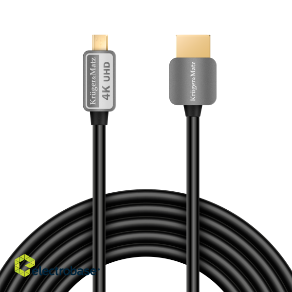 Coaxial cable networks // HDMI, DVI, AUDIO connecting cables and accessories // Kabel HDMI - micro HDMI wtyk-wtyk (A-D)  3.0m Kruger&amp;Matz image 2