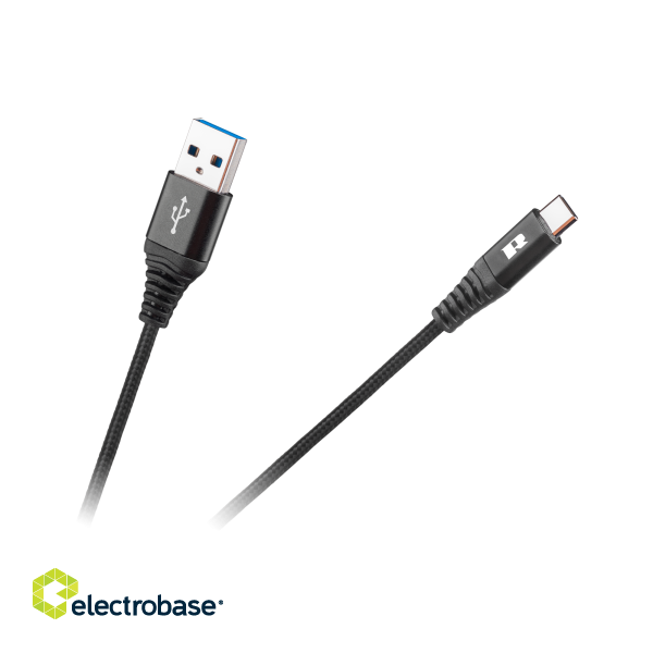 Tahvelarvutid ja tarvikud // USB kaablid // Kabel USB - USB typu C REBEL 50 cm czarny image 1