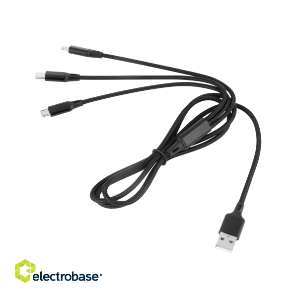 Tabletit ja tarvikkeet // USB-kaapelit // Kabel USB 3w1 microUSB, USB typu C, Lightning 100 cm image 2