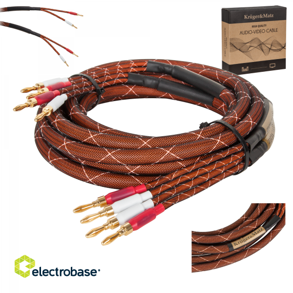 Akustika süsteemide kaablid // Kabel głośnikowy 5.0 m Kruger&amp;Matz (wtyki banan) image 5