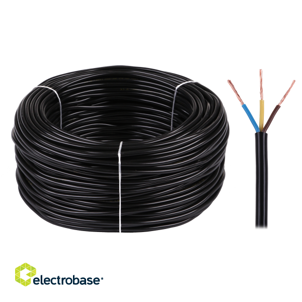 Electric Materials // Сlearance sale // Kabel elektryczny OMY 3x0,75 300/300V czarny