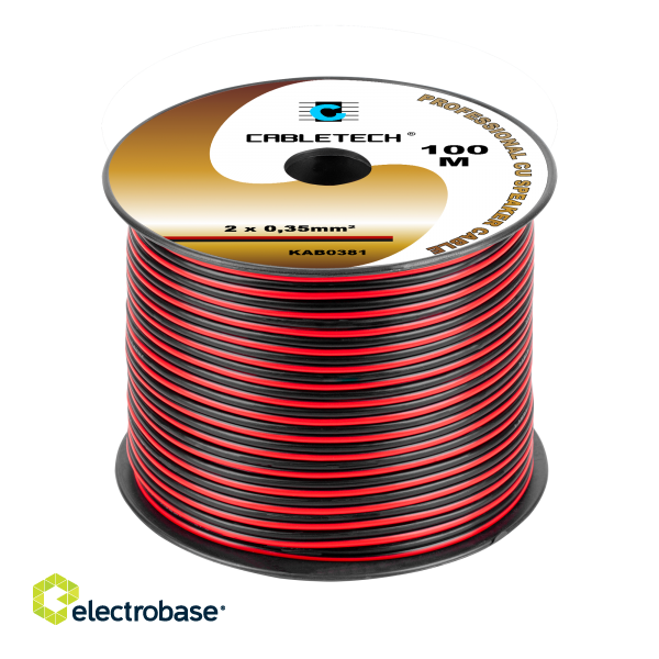 Acoustic audio systems cable and wire. Speaker cable // Kabel głośnikowy 0,35mm czarno-czerwony