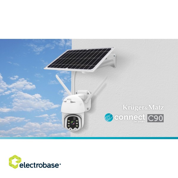 Vaizdo stebėjimo sistemos // Atskiros 4G ir Wifi vaizdo stebėjimo kameros su įmontuotomis baterijomis // Kamera Wi-Fi zewnętrzna Kruger&amp;Matz Connect C90 Solar paveikslėlis 3