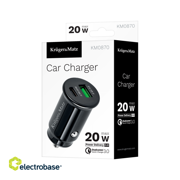Mobile Phones and Accessories // Car chargers // Ładowarka samochodowa Kruger&amp;Matz dual USB 3100 mA z funkcją Quick Charge 3.0 i Power Delivery image 3