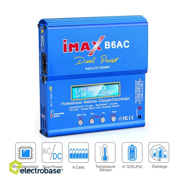 Primary batteries, rechargable batteries and power supply // Battery chargers AA, AAA, Li-Ion, C, D // Ładowarka balansująca iMAX B6 80W E6168 image 7