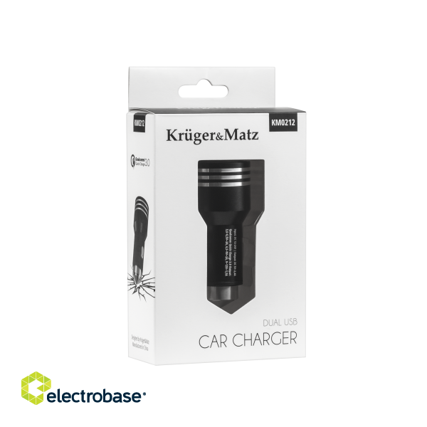 Matkapuhelimet ja tarvikkeet // Car chargers // Ładowarka samochodowa Kruger&amp;Matz 2xUSB 4800mA z funkcją Quick Charge 3.0 image 3
