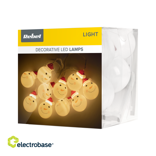 LED Lighting // Decorative and Christmas Lighting // Lampki choinkowe wewnętrzne Rebel  na baterie - bałwanki image 4