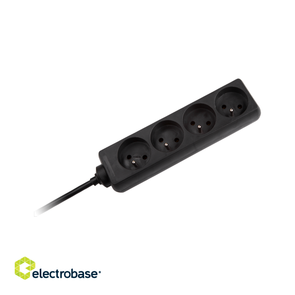 Electric Materials // Power strips, splitters, and UK/US adapters // Przedłużacz sieciowy Rebel  czarny 4 gniazda bez przełącznika, kabel 5m (3x1,5mm) image 2
