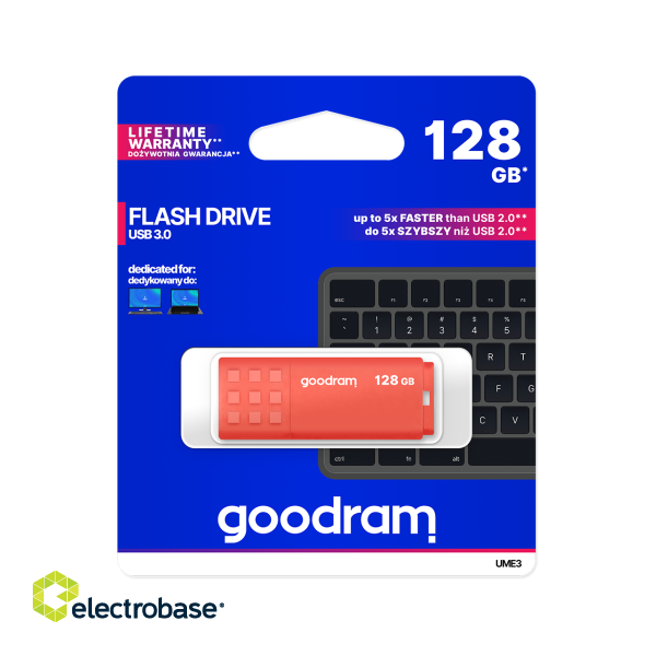 Внешние устройства хранения данных // USB Flash Памяти // Pendrive Goodram USB 3.2 128GB pomarańczowy фото 1