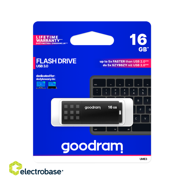 Ārējās datu glabāšanas iekārtas // USB Flash Atmiņa // Pendrive Goodram USB 3.2 16GB czarny image 1