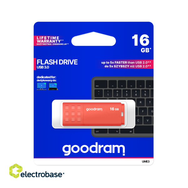 Välised salvestusseadmed // USB mälupulgad // Pendrive Goodram USB 3.2 16GB pomarańczowy image 1