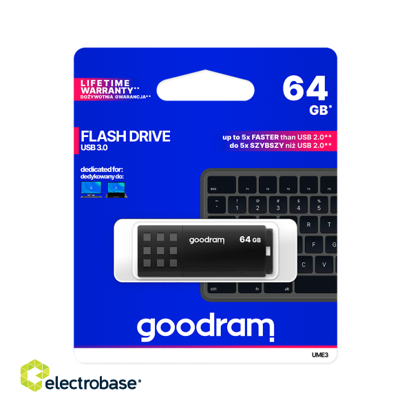 Внешние устройства хранения данных // USB Flash Памяти // Pendrive Goodram USB 3.2 64GB czarny фото 1