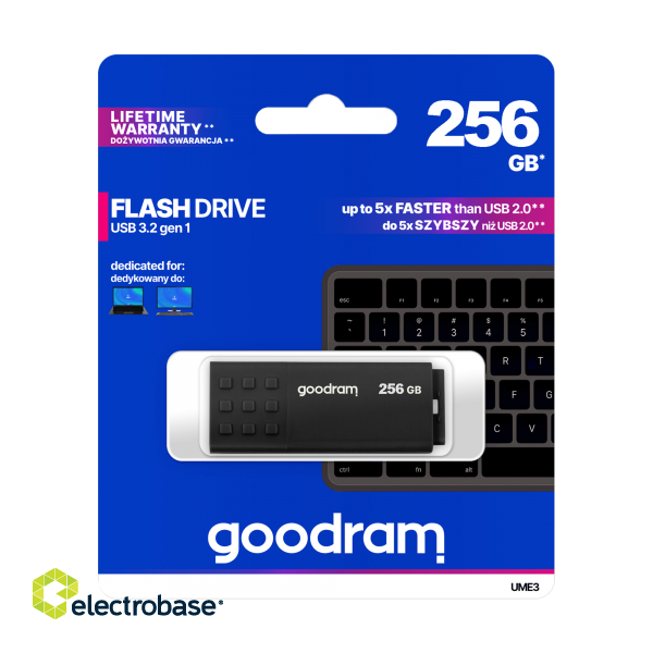 Išoriniai duomenų saugojimo įrenginiai // USB Flash Atmintis // Pendrive Goodram USB 3.2 256GB czarny paveikslėlis 1