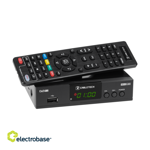 Televīzijas tehnika // Multivides , DVD atskaņotāji, Uztvērēji // Tuner DVB-T2  H.265 HEVC Cabletech image 1
